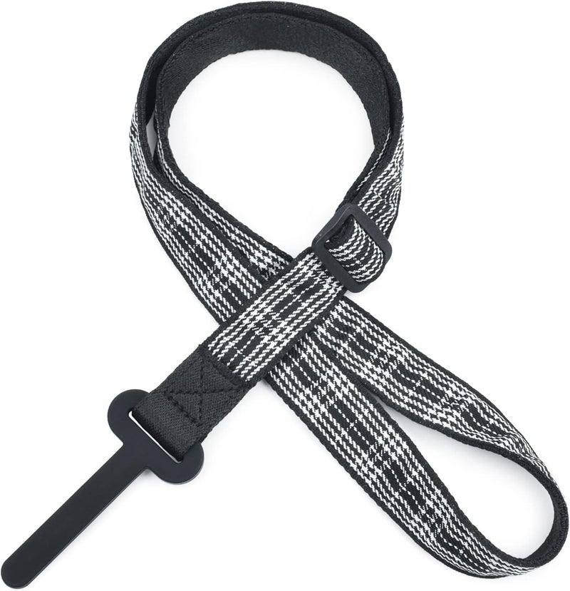 CLOUDMUSIC Ukulele Strap Clip On No Drill J Hook For Soprano Concert Tenor Baritone With Hawaiian Colorful Floral Pattern (Black Strip) - Image 5